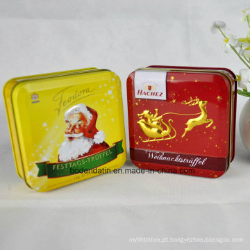 Caixa de embalagem de presente de metal personalizado, embalagem de presente de natal, caixa de lata de Natal